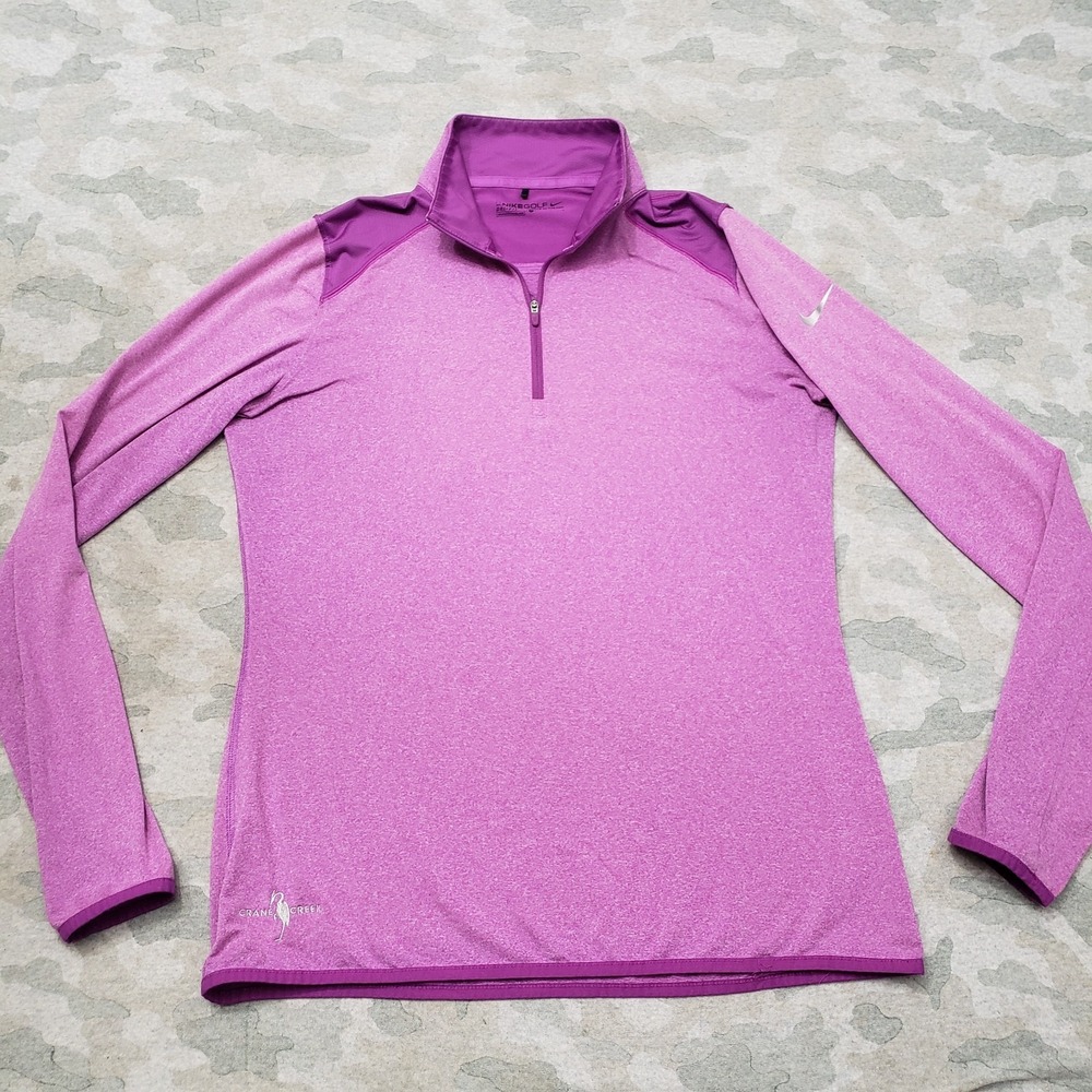 Nike Golf Top Womens Large Purple Dri-Fit Long Sleeve Quarter Zip‎ Branded